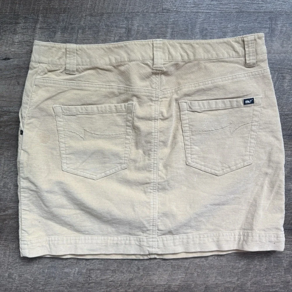 Vineyard Vines Corduroy Skirt Pockets Beige Womens Sz  8 Cotton‎ Spandex Stretch